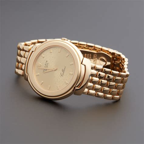 Rolex 6623 Cellini 18k Yellow Gold Arabic Champagne Dial on Leather ...
