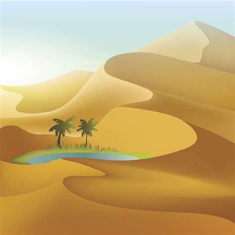 手绘沙漠与绿洲对比图免抠PNG图片素材下载_对比PNG_熊猫办公