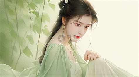 温柔绿色汉服头像女生