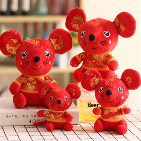 新款鼠年吉祥物公仔毛绒玩具红唐装鼠玩偶2020生肖鼠春节礼品 - 好物云集