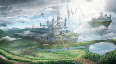 空飞ぶ大地に立つお城|ソウムラ的Pixiv风景壁纸插画图片 | BoBoPic