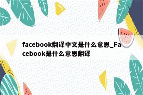 facebook翻译中文是什么意思_Facebook是什么意思翻译 - facebook相关 - APPid共享网