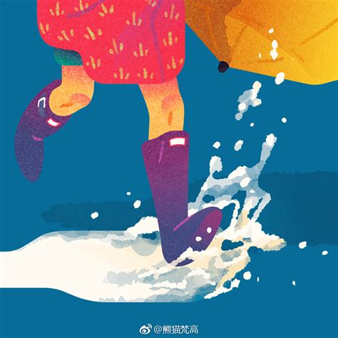 就很难像小时候一样 对下雨踩水那么兴致勃勃了~插图来自韩国插画家eo