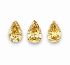 THREE UNMOUNTED PEAR-SHAPED COLORED DIAMONDS | Christie