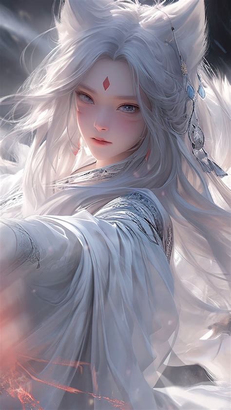 白狐女子图片