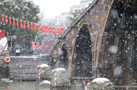 杭州临平：雪落大运河