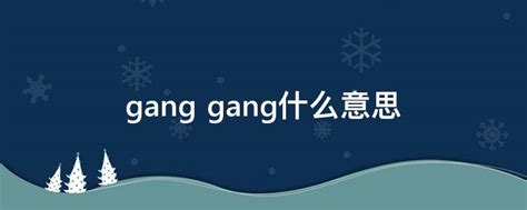 gang gang什么意思 - 业百科