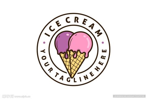 华夫冰淇淋标志图标复古矢量插画设计插画图片素材_ID:429677462-Veer图库