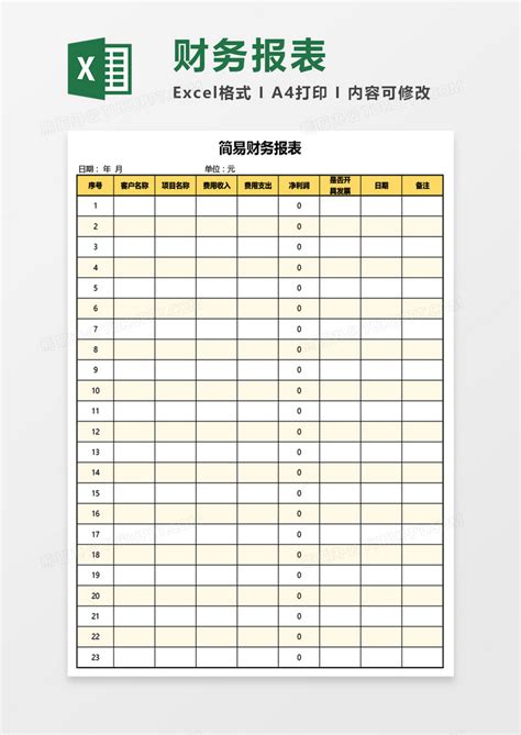 简易实用财务报表Excel模板下载_熊猫办公