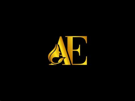 Aeの文字が入った黒と金のロゴ | プレミアムベクター