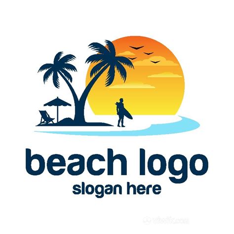 海滩标志图标休闲旅游logo设计素材_蛙客网viwik.com
