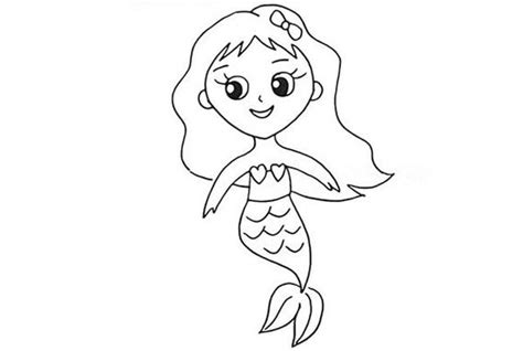 6一10岁美人鱼公主简笔画 画美人鱼公主 儿童学 画一 简笔画 步骤 | 抖兔教育