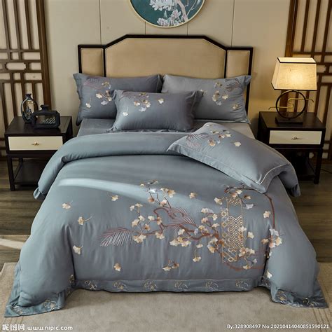 全棉花卉四件套中式纯棉床上用品美式床单刺绣被套蓝色绿色春秋-淘宝网