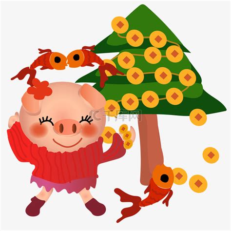 新年猪年猪猪女孩素材图片免费下载-千库网