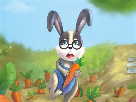 小兔子拔萝卜插图_小灰灰3-站酷ZCOOL