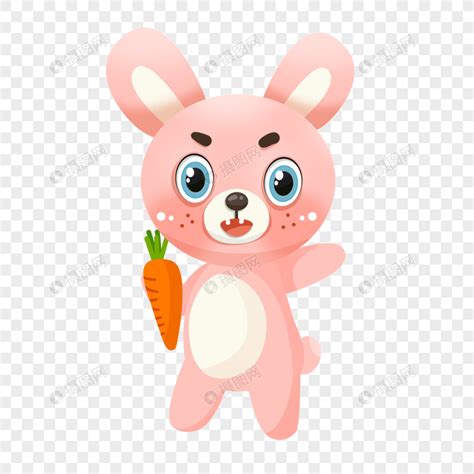 卡通可爱动物拿着胡萝卜兔子元素素材下载-正版素材402065207-摄图网