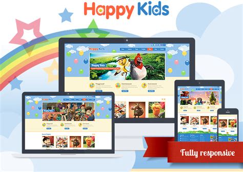 可爱的儿童网站HTML5模板_响应式幼儿园网站UI设计包含PSD - Happy Kids