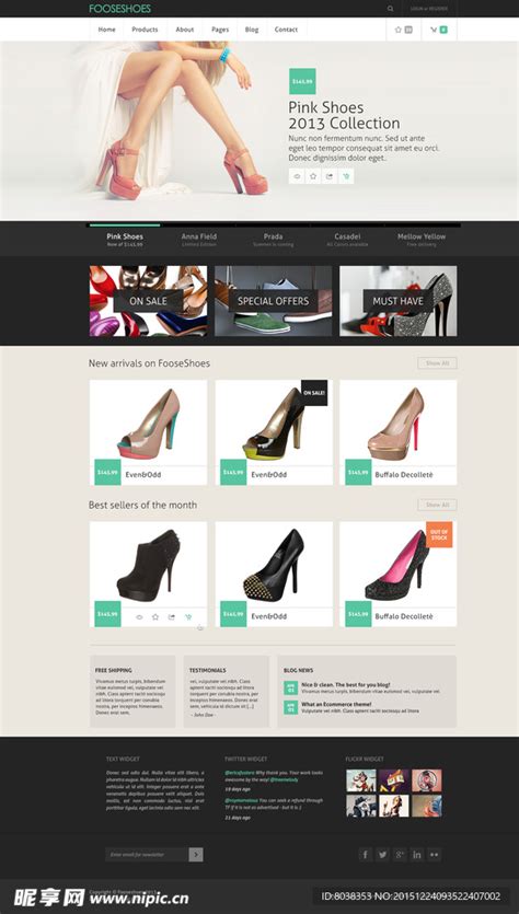 鞋购物英文欧美网站设计图__英文模板_ web界面设计_设计图库_昵图网nipic.com