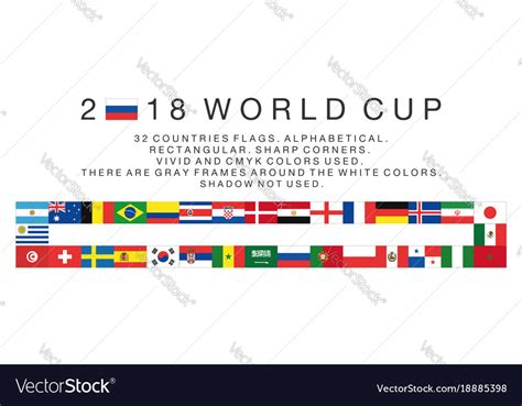 Rectangular flags of 2018 world cup countries Vector Image