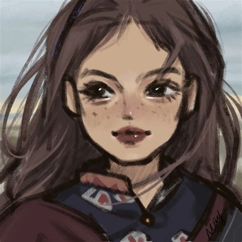 手绘头像温柔油画女生