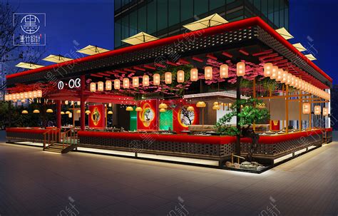 网红餐厅店面装饰设计效果图_装信通网效果图