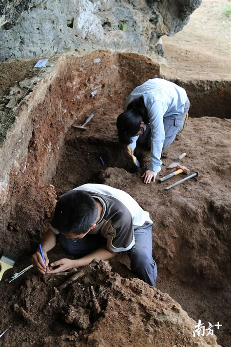 考古发掘现场:两位伟大的考古学家在发掘现场工作，小心翼翼地拿着新发现的古代文明文化制品、历史泥板、化石遗骸照片摄影图片_ID ...
