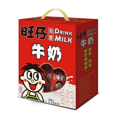 旺仔牛奶饮料礼盒245ml*12罐/箱旺旺食品原味蛋白特浓早餐饮品_虎窝淘
