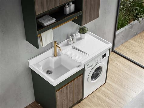 不锈钢烤漆定制洗衣机一体柜阳台伴侣组合柜石英石带搓板盆浴室柜-淘宝网