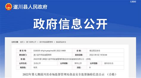 江西省遂川县市场监督管理局公示2022年第七期食品安全监督抽检信息（合格）-中国质量新闻网