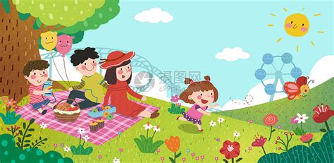 春游郊游踏青野餐插画gif动图图片-正版gif素材401160075-摄图网