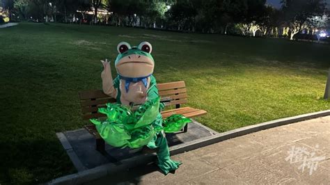 同在华夏大地，自力更生，在街头穿着呆萌青蛙服兜售青蛙的卖崽青蛙落网了。