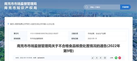 四川省南充市市场监管局通告不合格乌梅核查处置情况(2022年第9号)-中国质量新闻网