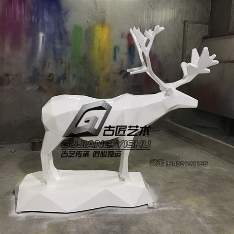 创意艺术动物造型雕塑玻璃钢鹿多切面工艺品 支持来图定制 ...