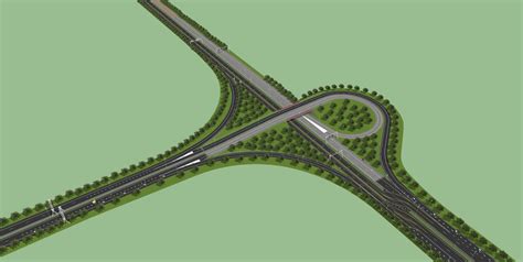 精美完整的高速公路含互通节点su全模su模型下载-光辉城市