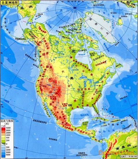 北美洲地形图中文版全图下载-北美洲地形图全图高清版下载免费版-当易网