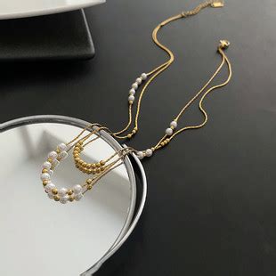 钛钢珍珠项链女式2022新款超仙双层叠戴轻奢锁骨链小众设计感颈链-阿里巴巴