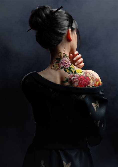 非主流头像背景纹身女孩