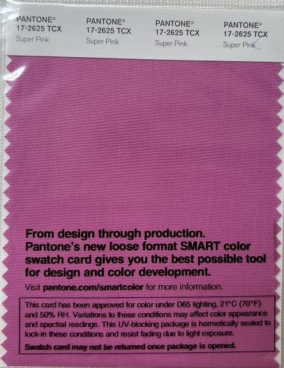 Pantone TCX Cotton Swatch Card 17-2625 TCX Super Pink