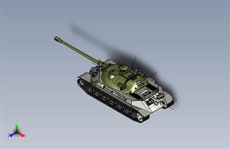 Y2893-坦克 战车 IS-7 重型坦克 stp x_t_IGES_模型图纸下载 – 懒石网
