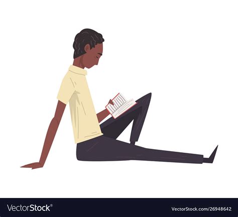 Young african american man sitting on floor and Vector Image