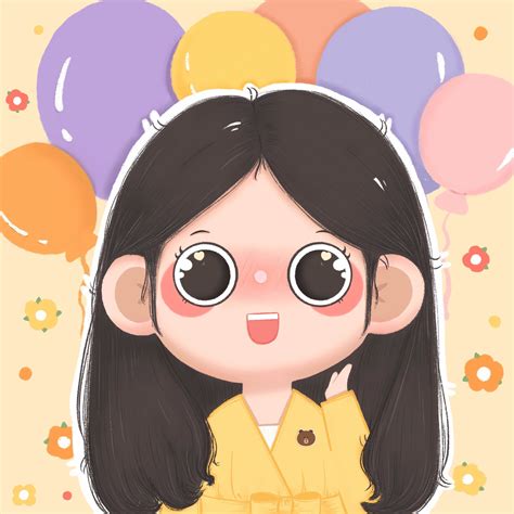 非主流少女头像手绘插画