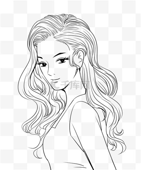 甜美女生线稿头像高清