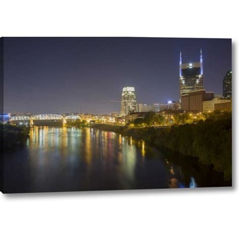 Winston Porter Tn, Nashville City Lights Reflected On Canvas by Don ...