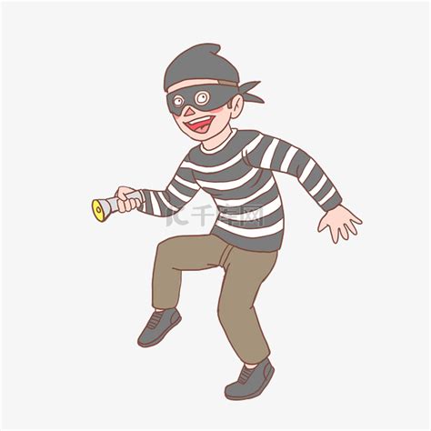 警察抓小偷卡通手绘素材图片免费下载-千库网