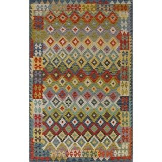 Southwestern Geometric Kilim Area Rug Flatweave Wool Carpet - 6