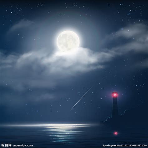 黑夜中的灯塔设计图__自然风光_自然景观_设计图库_昵图网nipic.com