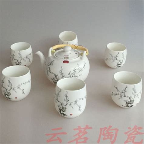 景德镇陶瓷茶具，大盘双层隔热杯茶具，青花瓷茶具_茶具套装_第一枪
