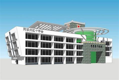 Sketchup医院模型|乡镇医院，多层医疗建筑，现代风格，阿坝州红十字会-BIM建筑网