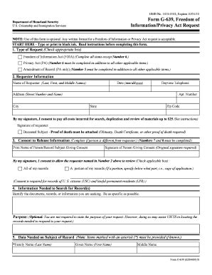 Form G-639, Freedom Of Information printable pdf download