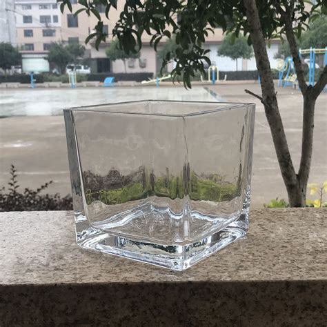 方形透明玻璃花瓶 创意家居玻璃烛台 水培花瓶 玻璃工艺品摆件-阿里巴巴